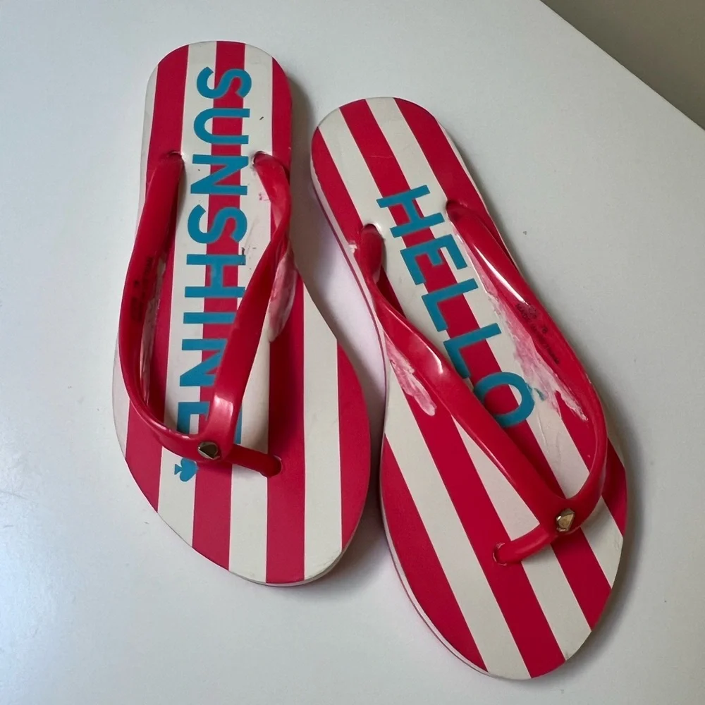 Kate Spade Hello Sunshine Red and White Flip‎ Flops (see description)